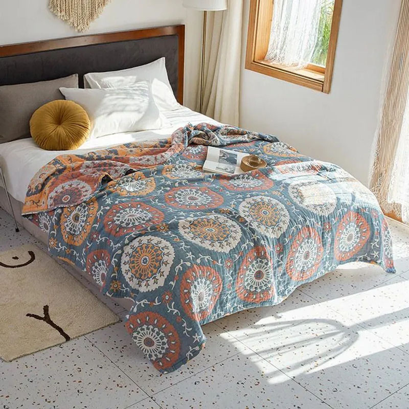 HKDA Musselin Bettbezug aus 100% Baumwolle mit Jacquard-Floral-Muster in Grau, B/L: 150 x 200 cm - Bild 4
