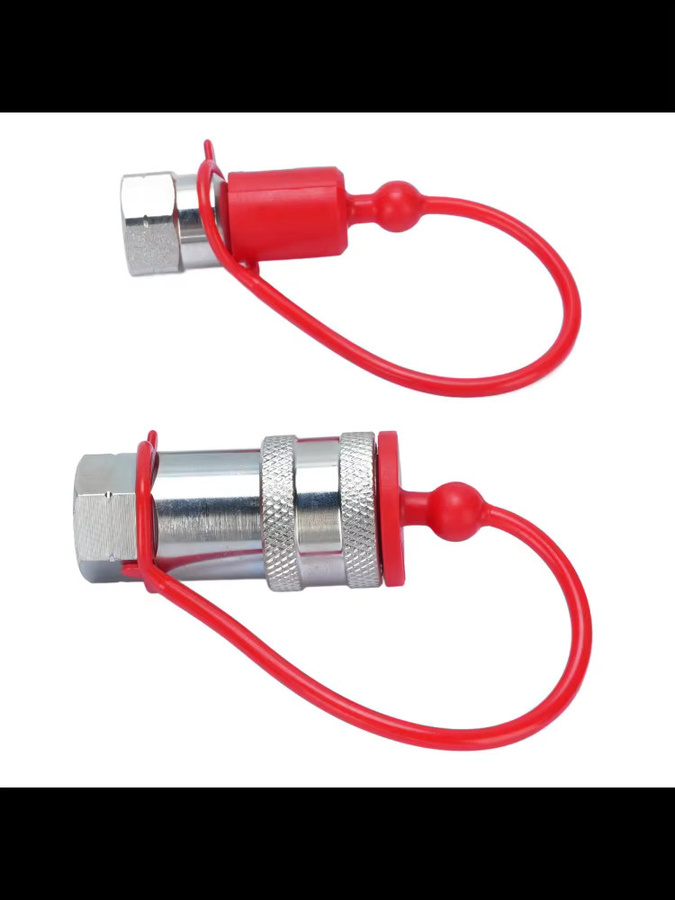 Qiilu 2-teiliges hydraulisches Schnellkupplungsset aus gehärtetem Stahl mit Staubkappen, 1/4 Zoll NPT, ISO7241-A - Bild 6
