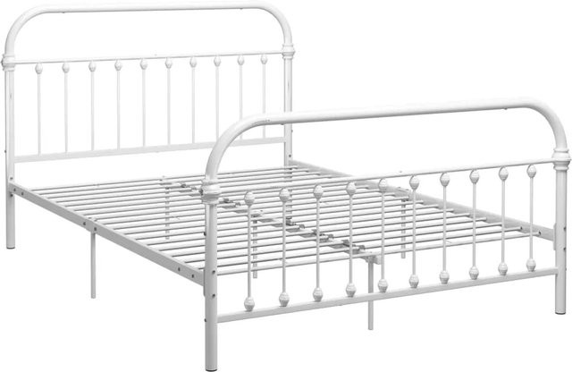 vidaXL Bettgestell aus Metall in Weiß B/T/H: 160 x 200 x 109 cm - Bild 1