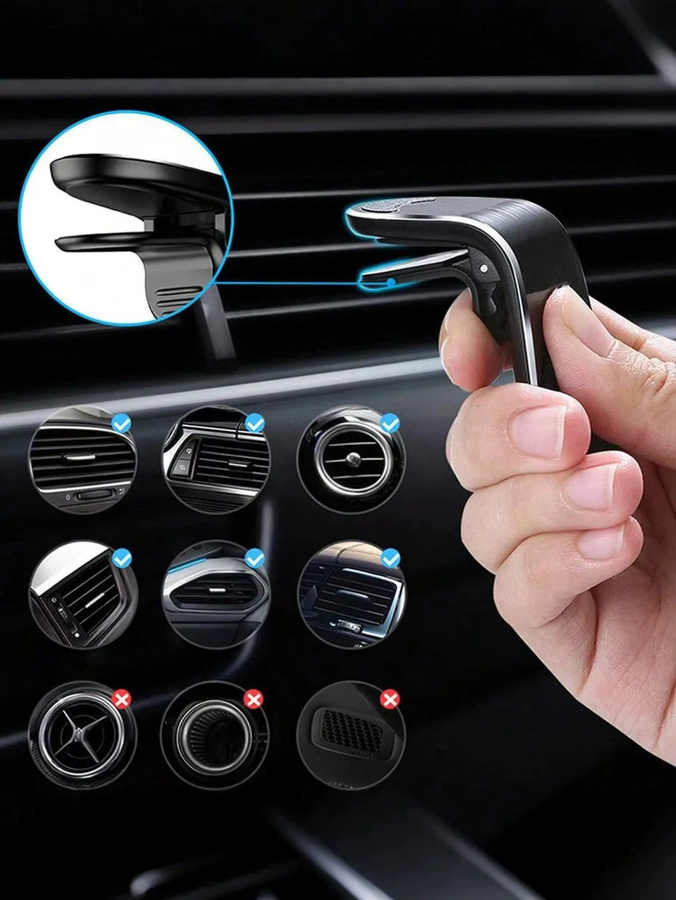 Magnetische Handyhalterung für die Lüftungsschlitze im Auto in Schwarz und Silber - Bild 3