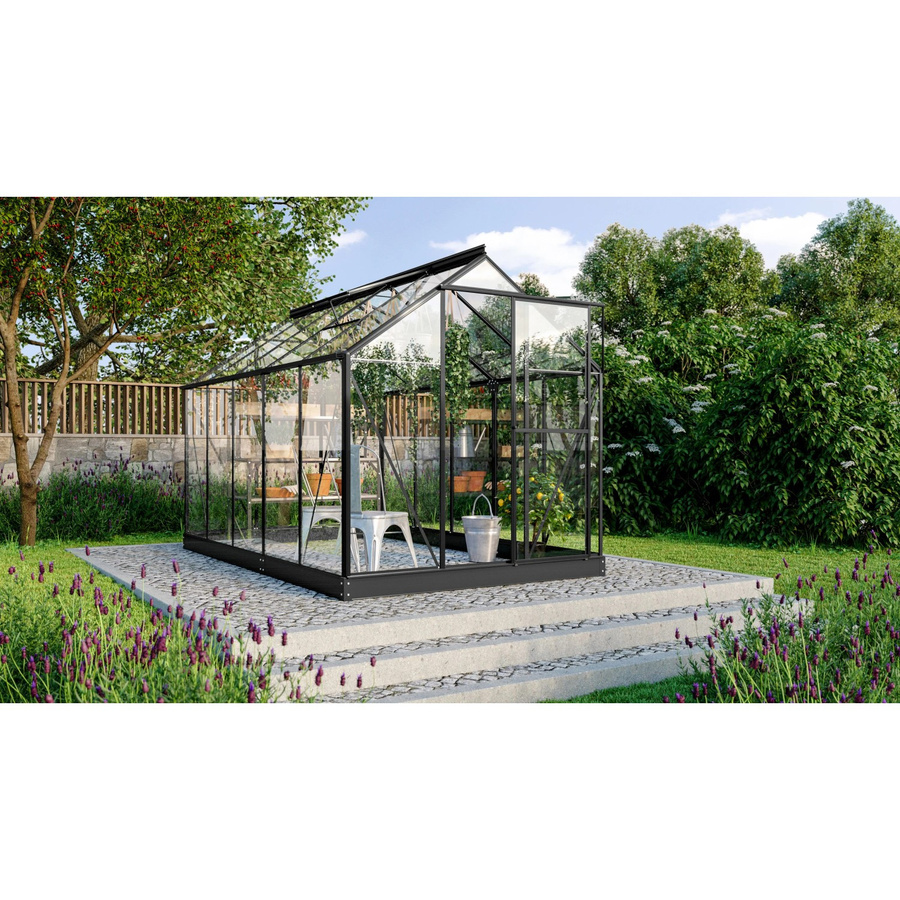Vitavia Gewächshaus Triton 6200 Schwarz mit Fundament, Sicherheitsglas und Aluminiumrahmen für die Pflanzenzucht im Garten - Bild 2