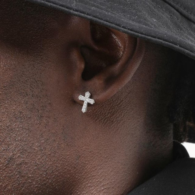 YULIN Hängeohrringe Edelstahl, Kreuzform, Kristall, Schwarz, Unisex - Bild 1