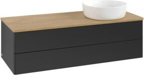 V&B Waschtischunterschrank Antao ohne Frontstruktur in Eiche Honig mit blau lackierter Oberfläche, B/T/H: 120 x 50 x 50 cm - Bild 1