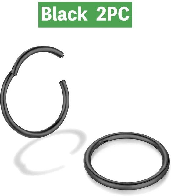 Mariasz Nasenring Creolen, Edelstahl, Schwarz, Unisex, 12mm - Bild 1