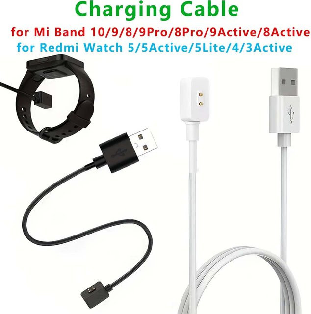 Xiaomi USB-A Schnellladegerät und Datenkabel für Redmi Watch 5, 5 Active, 5 Lite, 3 Active, Watch 4 und Band 2 in Weiß - Bild 1