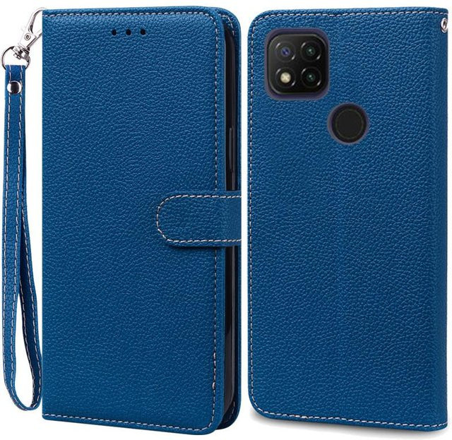 Xiaomi Redmi 9C NFC Brieftasche Flip Lederhülle mit weichem Silikon in Blau - Bild 1