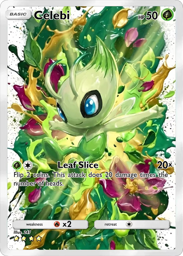 Potdemiel Pokémon Celebi Aquarell-Stil Holo Karten, 5-teiliges Set - Bild 3