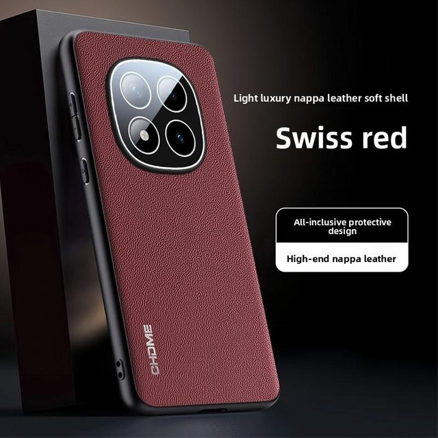 Xiaomi Handyhülle aus Leder und Silikon für Redmi Note 14 Pro Plus 5G und Redmi Note 15 Pro+ in Rot mit Kameraschutz - Bild 1