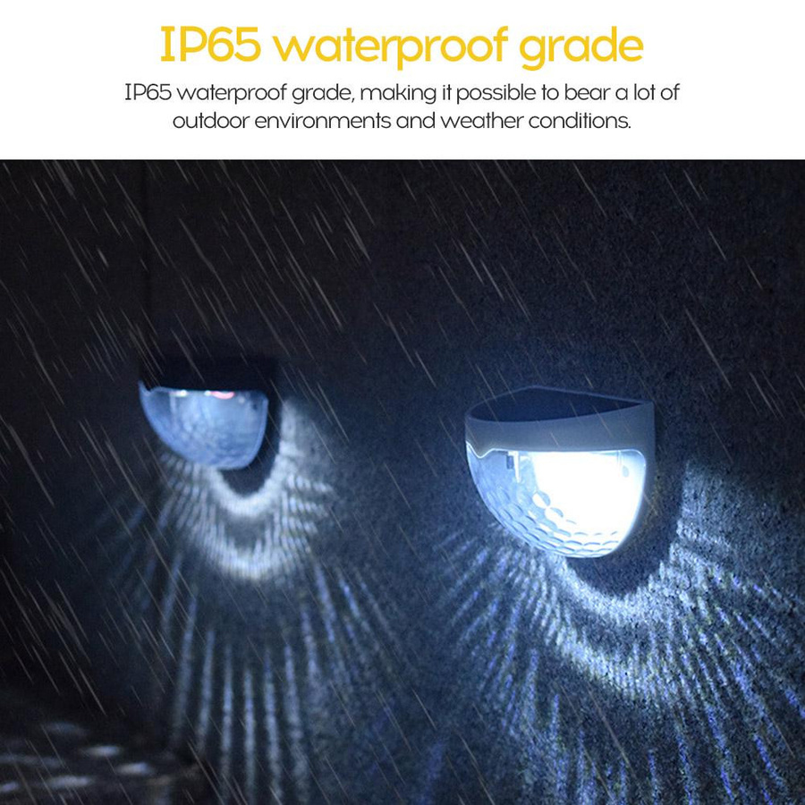 2 Stück TOMTOP JMS Solar-Zaunleuchten mit 6 LEDs, halbrunde Wandleuchte für Garten und Flur, Schwarz, IP65 wasserdicht - Bild 4