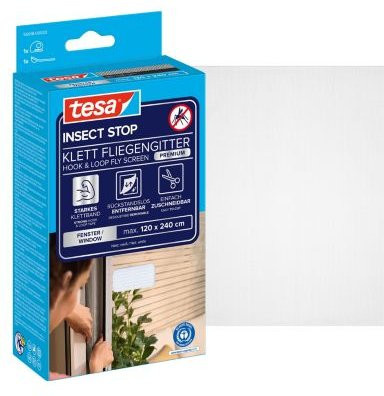 tesa Insect Stop Premium Klett-Fliegengitter weiß-transparent B: 2400 mm x H: 1200 mm - Bild 1