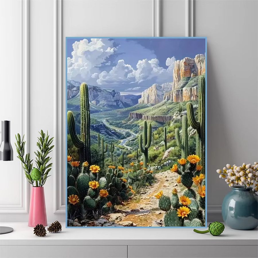 Momoart Diamant-Mosaik DIY-Bastelset Kaktus und Berglandschaft in Multicolour für Anfänger - Bild 3