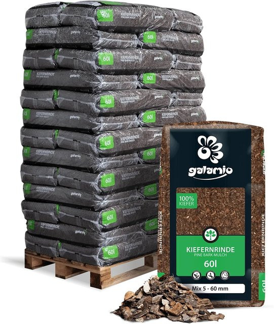 Galamio Rindenmulch Kiefer Mix braun, 60 l pro Sack, 39 Säcke Palette - Bild 1