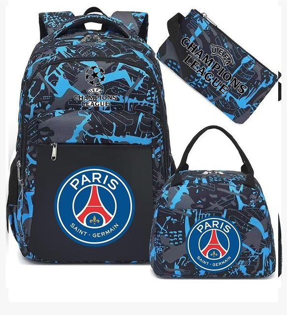 3-teiliges Schulrucksack-Set in Blau aus Oxford-Stoff mit großem Fassungsvermögen inklusive Federmäppchen und Schultergurt - Bild 1