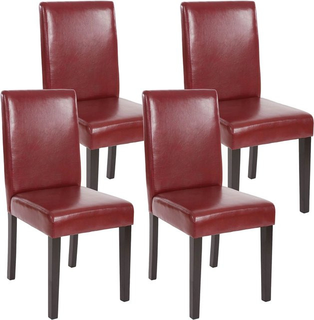 CHEFGASTRO Esszimmerstuhl 4er-Set aus Kunstleder in Rot-Braun mit dunklen Beinen, B/T/H: 43 x 56 x 90 cm, Sitzhöhe: 45 cm - Bild 1