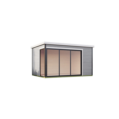 Lasita Gartenhaus Austin Blockbohlenhaus mit Flachdach in Lichtgrau, B/H/T: 439,6 x 239,4 x 319,6 cm - Bild 2