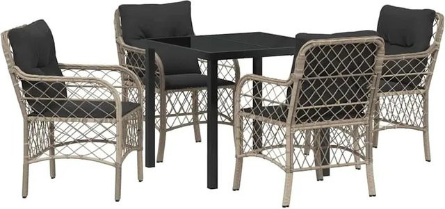 vidaXL Garten Essgruppe 5-teilig aus Poly Rattan und Glas in Anthrazit und Hellgrau - Bild 1