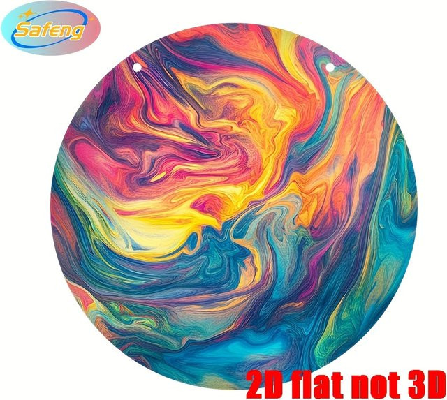 Potdemiel Runde Wanddekorplatte aus Metall mit abstraktem geometrischem Muster in Multicolour, Durchmesser: 20,3 cm - Bild 1