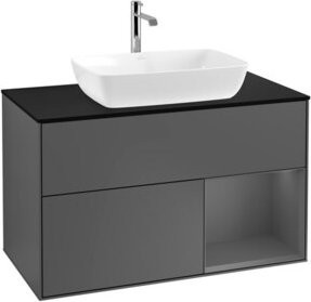 V&B Waschtischunterschrank Finion 100 in Anthrazit lackiert, B/T/H: 100 x 50,1 x 50,1 cm - Bild 1