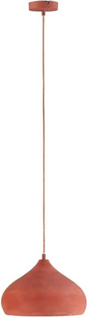 Lindby Pendelleuchte Fiona aus Beton in Terracotta, 1-flammig, E27, Mediterran Orientalisch - Bild 1
