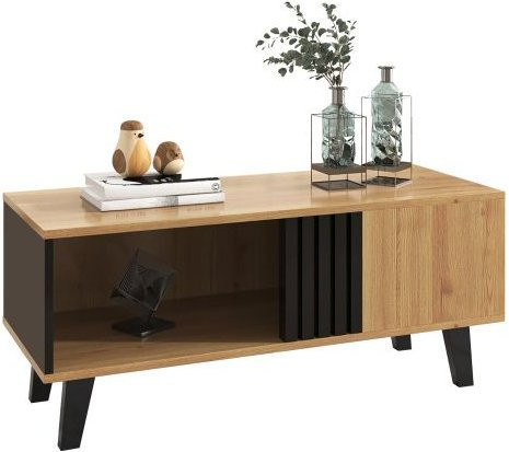 Couchtisch MUVOE in Schwarz und Bunt mit zusätzlicher Schublade, modernes Design, B/T/H: 100 x 60 x 45 cm - Bild 1