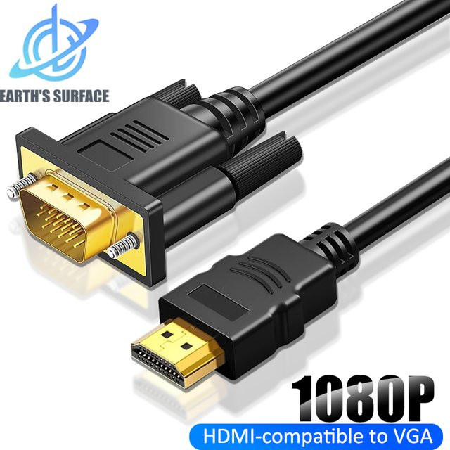 OUIO HDMI auf VGA Adapterkabel Digital zu Analog in Schwarz für PC und Laptop mit 1080P Auflösung, Länge: 1,8 m - Bild 1