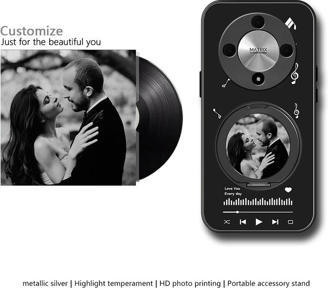Personalisierte Handyhülle mit Metallhalterung für Honor Magic 8, Magic7, Magic6 Lite, Magic5 Pro und Magic4 Ultimate in Schwarz - Bild 1