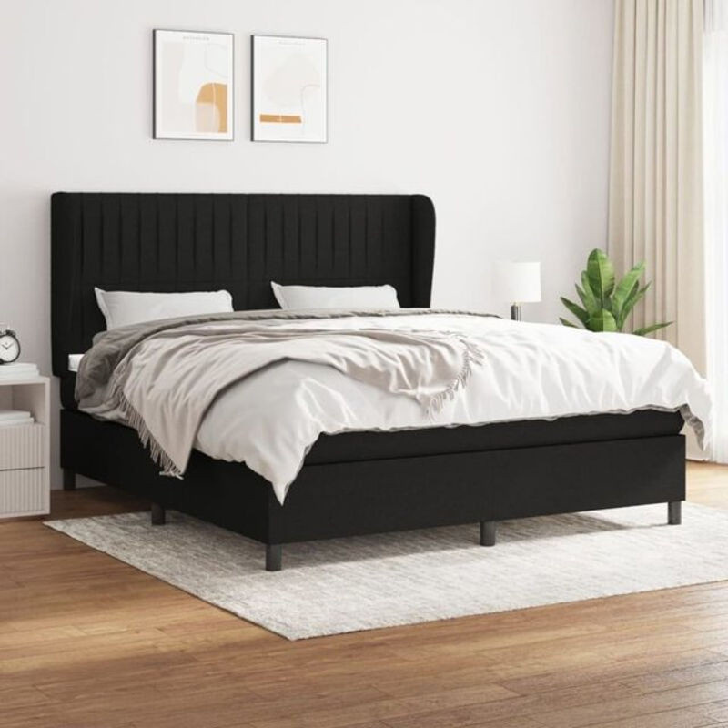 Vidaxl Boxspringbett mit Matratze in Schwarz aus Stoff, B/T/H: 160 x 200 x 118 cm - Bild 1