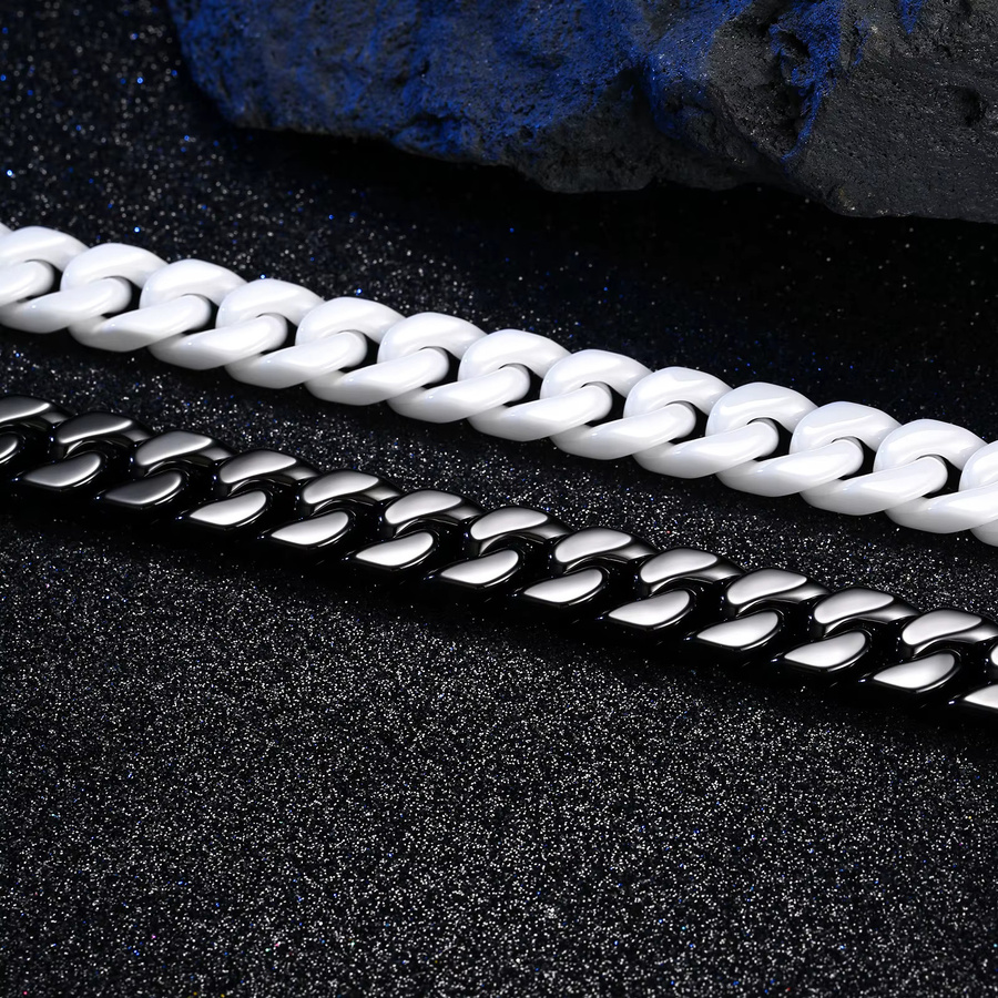 Pinannie Herren-Armband, Edelstahl, kubisches Glied, schwarz-weiß - Bild 2