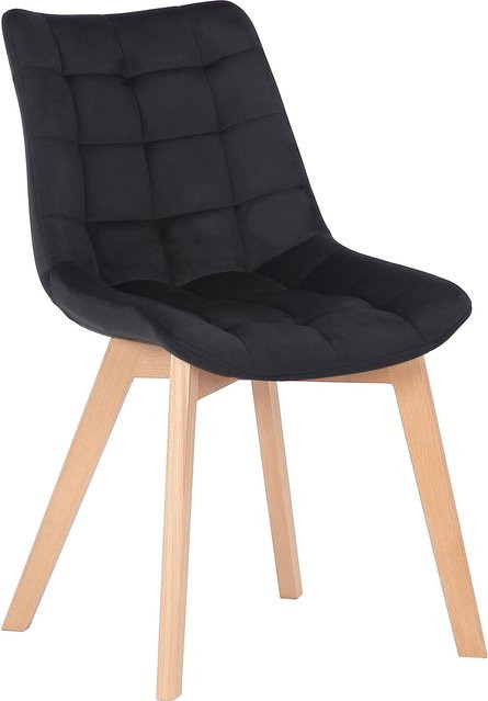 TPFLiving Esszimmerstuhl Passat aus Samt in Schwarz mit Buchenholzgestell in Natura, Breite: 61 cm, Tiefe: 46 cm, Höhe: 82 cm - Bild 1