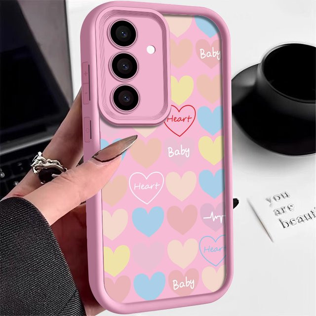 Samsung Handyhülle mit Cartoon-Liebesmuster für Galaxy S26 S25 S23 S22 Ultra Plus S25 FE A57 A27 A37 A17 A56 A16 A54 A14 A35 A15 A55 in Pink - Bild 1