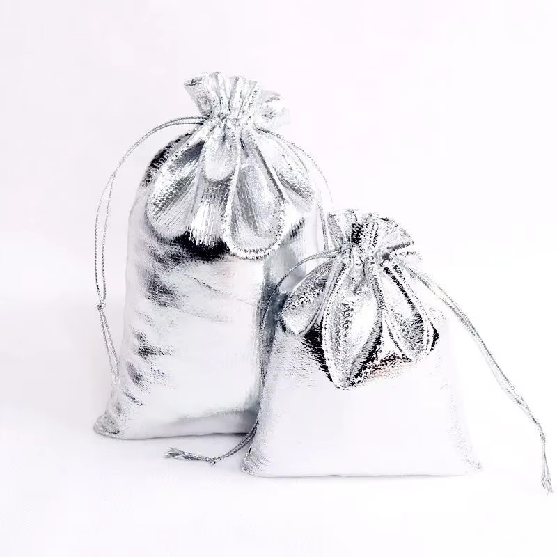 50 Stück Stofftaschen mit Kordelzug von luckyiasv in Gold und Silber, B: 10 cm, H: 15 cm, ideal als Schmuckverpackung oder Geschenktaschen für Hochzeiten - Bild 2