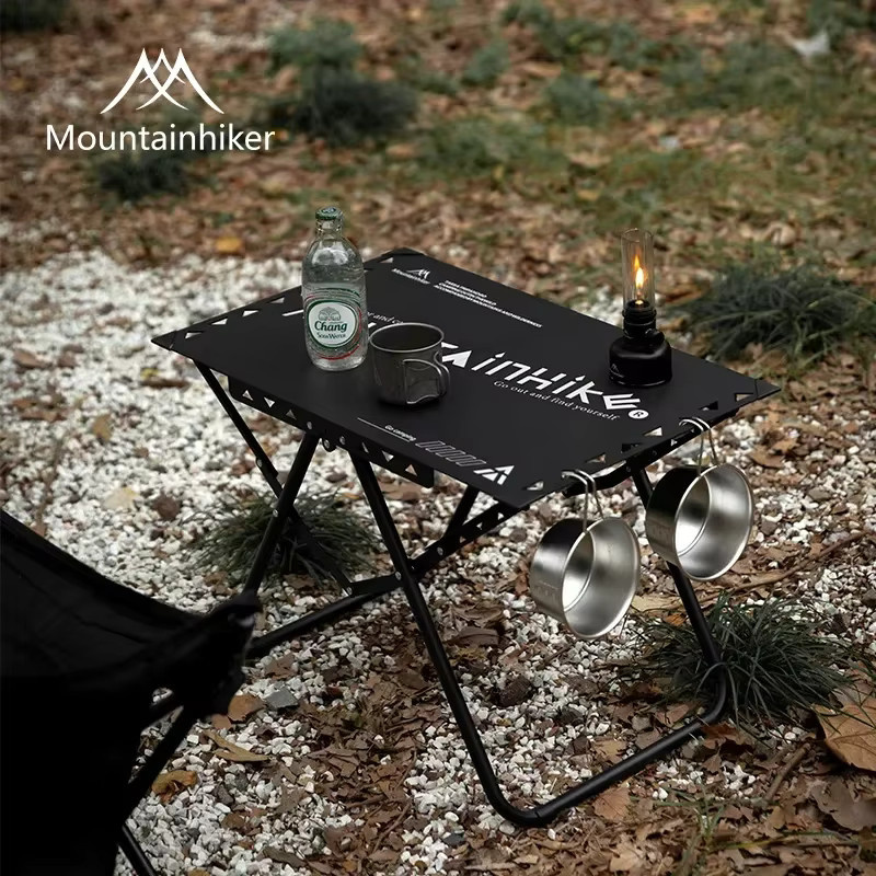 MOUNTAINHIKER Outdoor Camping Klapptisch aus Aluminium in Schwarz, ultraleicht und tragbar für Picknick und Freizeit, B/T/H: 58,0 x 40,0 x 0 cm - Bild 3
