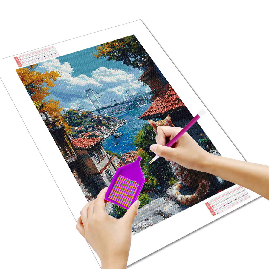 Huacan Diamond Painting Set mit Katzen, Gebäuden und Landschaft in Multicolour, B/H: 30,0 x 20,0 cm - Bild 2