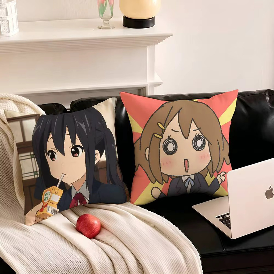 Kawaii Cartoon Kissenbezug mit Yui Mio Azusa Tsumugi Motiv, quadratisch, mehrfarbig, B/B/B: 40 x 40 x 40 cm - Bild 2