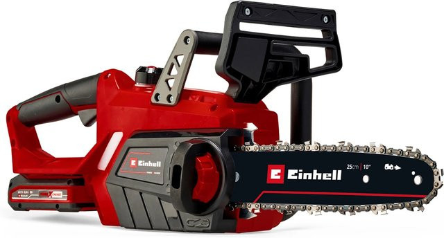 Einhell Akku-Kettensäge GE-LC 18 Li Kit Power X-Change in Rot/Schwarz mit 3,0 Ah Akku, Ladegerät und Ersatzakku - Bild 1