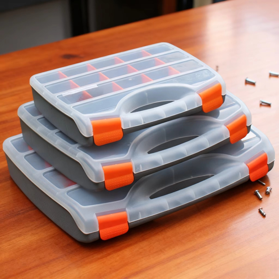 FNICEL Mehrzweck-Werkstatt-Organizer Set mit 12 Behältern, Schwarz-Orange, mit abnehmbaren Trennwänden und Tragegriff für Schrauben und Zubehör - Bild 2