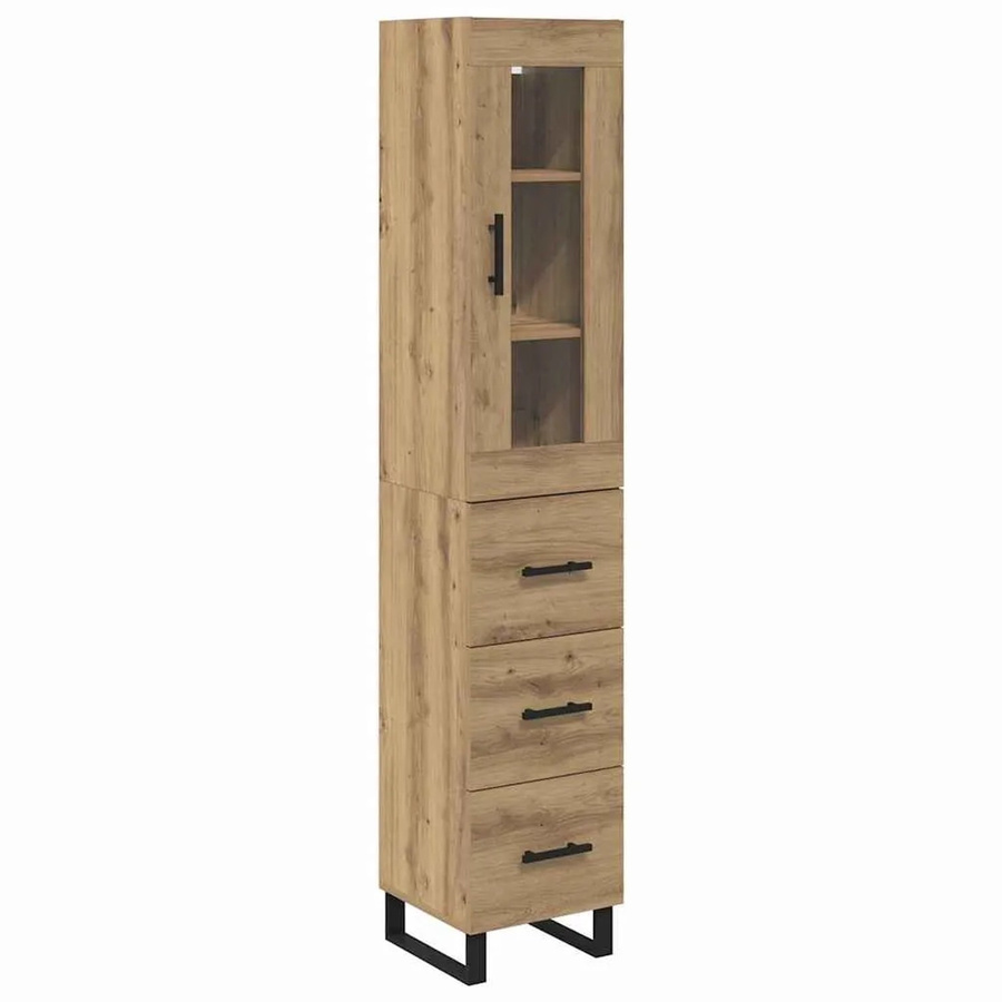 vidaXL Highboard Artisan-Eiche in Braun mit Türen und Schubladen, B/T/H: 69,5 x 34 x 180 cm - Bild 2