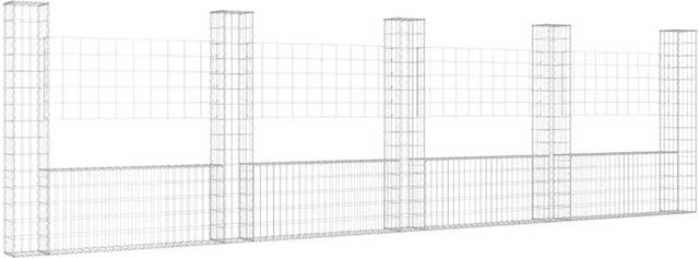 vidaXL Gabionenkorb U-Form aus Eisen in Silber mit 5 Säulen, B/T/H: 500 x 20 x 150 cm - Bild 1