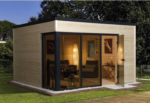 WEKA Gartenhaus 412 aus Holz in Beige mit Flachdach und Regenrinnen-Set B/H/T: 388 x 249 x 300 cm - Bild 3