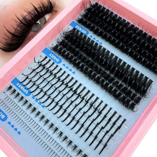Wimpern-Cluster mit Spikes, 15 Stück, Schwarz, Unisex - Bild 1