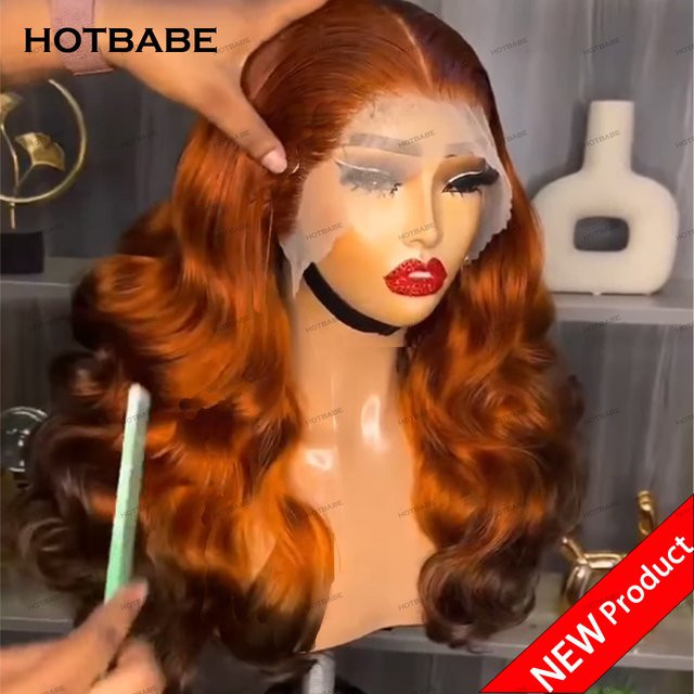 HOTBABE Perücke aus echtem Haar, lockig, Ingwer, HD Spitze, Damen - Bild 1
