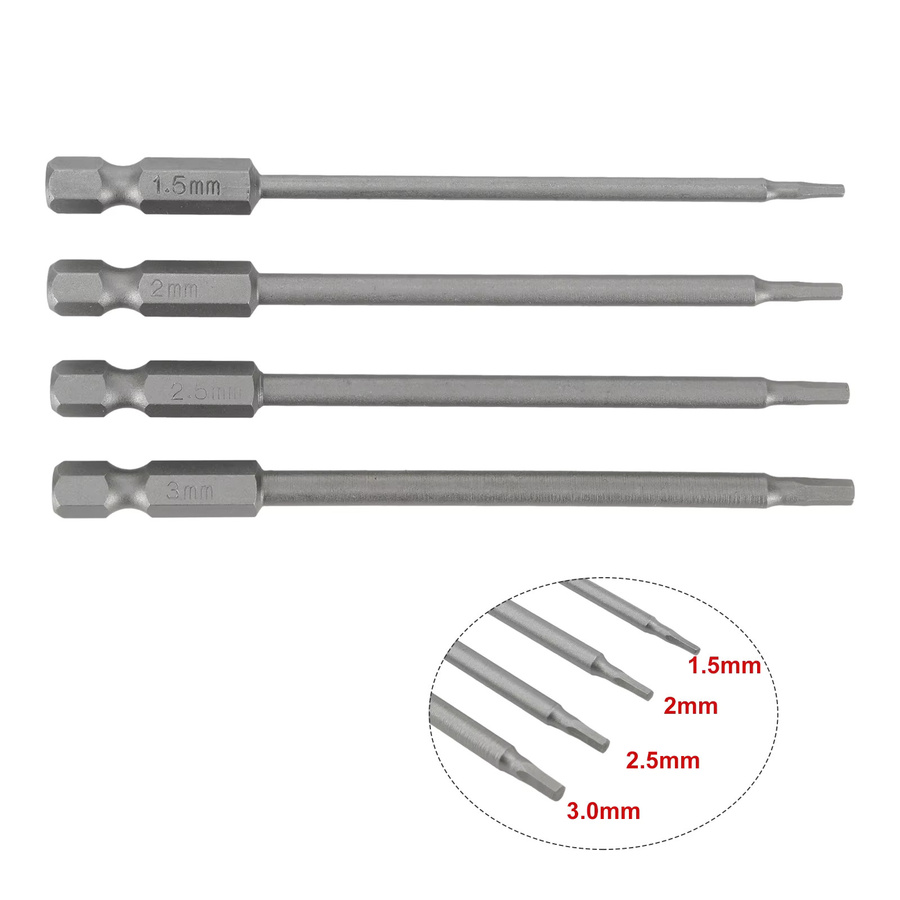 Vibratite Magnetkopfschraubendreher Set mit Sechskantschaft und Verlängerungsstange, 4 Stück, Durchmesser: 1,5 mm, 2,0 mm, 2,5 mm und 3,0 mm - Bild 2