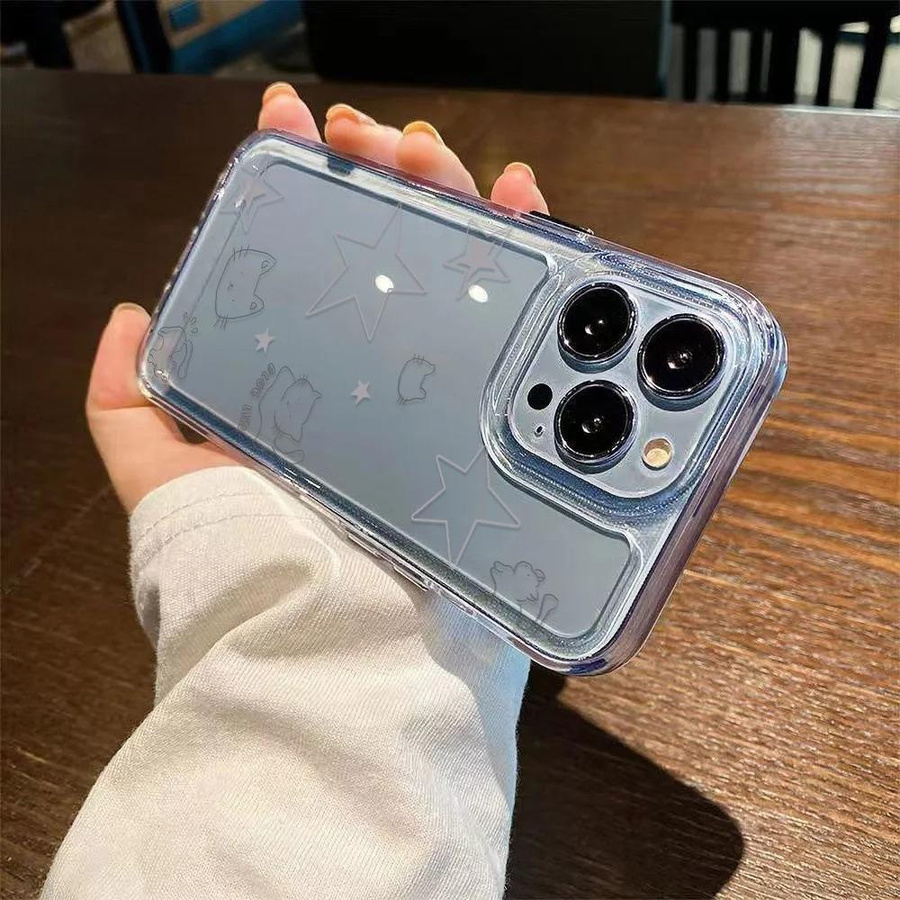 Transparente Samsung Handyhülle mit Katzen- und Sternen-Design für Samsung Galaxy A55 5G M55 5G A04 A05S A06 A50 A51 A52 A53 A54 A56 A71 A72 A73 M53 M54 Softcase - Bild 1