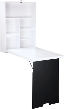 HOMCOM Sekretärschreibtisch klappbar in Weiß und Schwarz mit integriertem Schrank für dein Home-Office, B/T/H: 94,5 x 60 x 147 cm