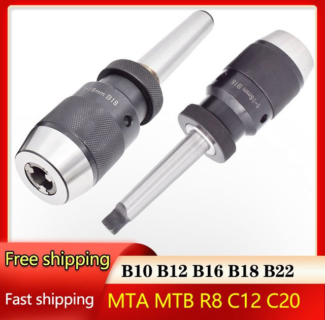 Selbstspannendes Schnellspannbohrfutter in Silber für Bohrmaschinen mit MT2 MT3 MT4 R8 C12 Aufnahme und B10 B12 B16 B18 Optionen - Bild 1