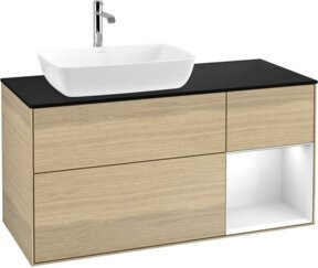 V&B Waschtischunterschrank Finion mit Wandbeleuchtung, Farbe Beige, Eiche lackiert, Breite: 120 cm, Tiefe: 50,1 cm, Höhe: 50,1 cm - Bild 1