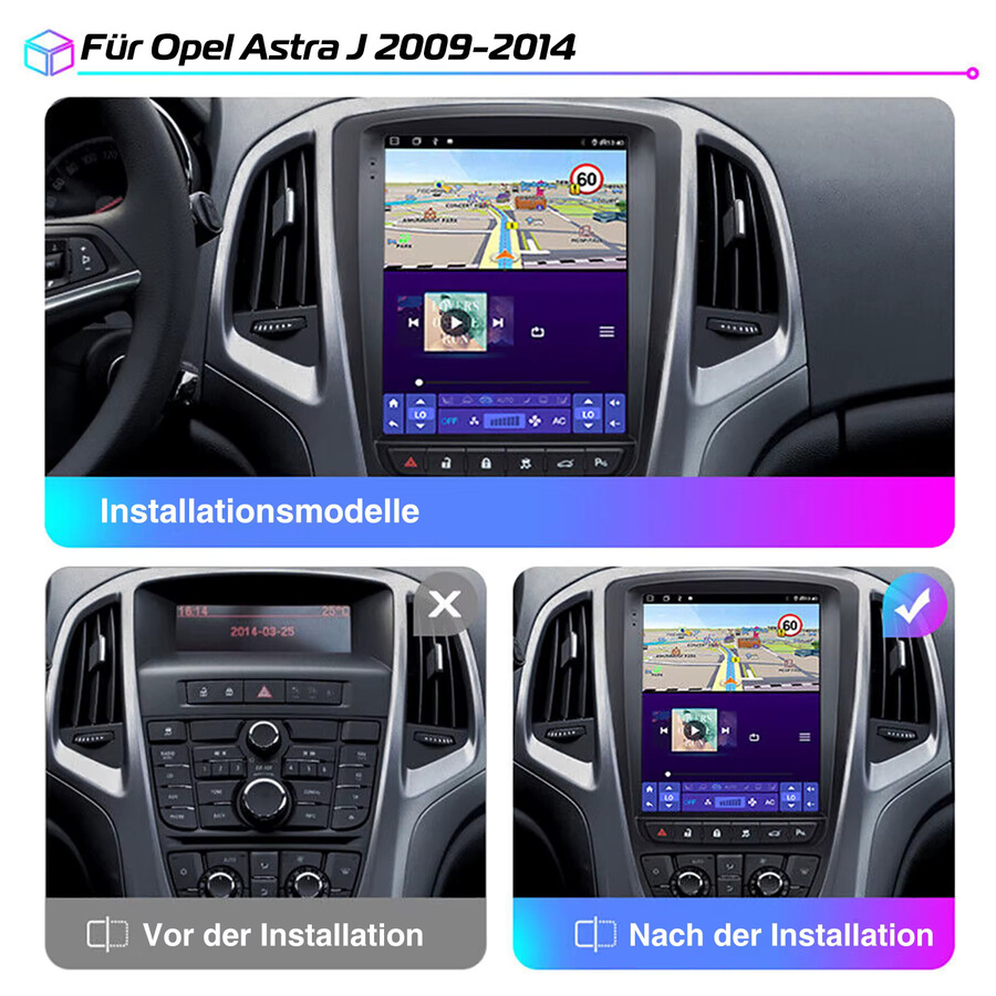 ESSGOO 2 DIN Autoradio mit 9.7 Zoll Display, Android 13, 2+64G, CarPlay, GPS Navigation, WiFi, Bluetooth, Schwarz, passend für Opel Astra J 2009-2014 und Buick Excelle Verano - Bild 3