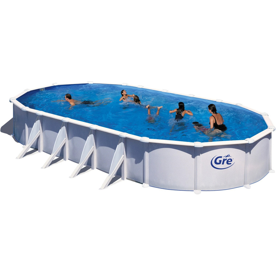 Gre Atlantis Ovaler Stahlwand-Pool in Weiß und Blau, B/T/H: 1000 x 550 x 132 cm - Bild 2