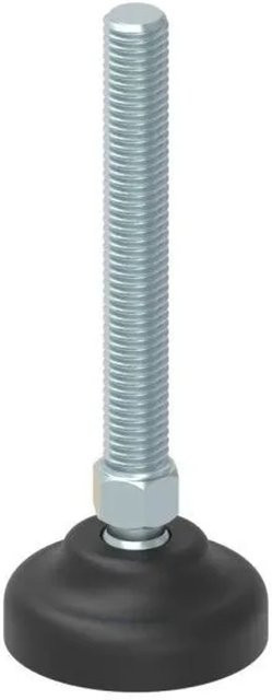 FeNau Schwerlast-Maschinenfuß mit Kugelgelenk M10 x 75 mm, Farbe: Silber, Durchmesser: 40 mm - Bild 1