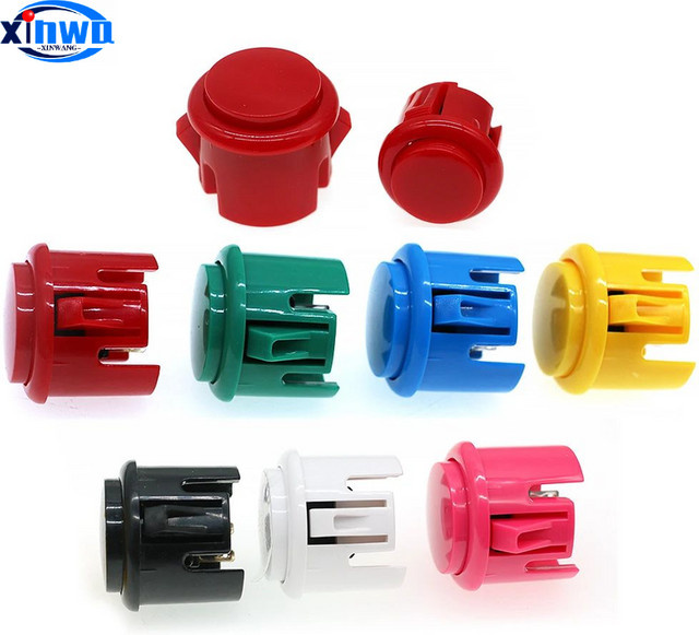 XINWA XINWANG 10er Set Arcade Push Buttons für Sanwa Hitbox Controller und Joystick DIY Kit in Grün und Mehrfarbig (24mm/30mm) - Bild 1